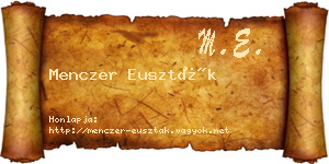 Menczer Euszták névjegykártya
